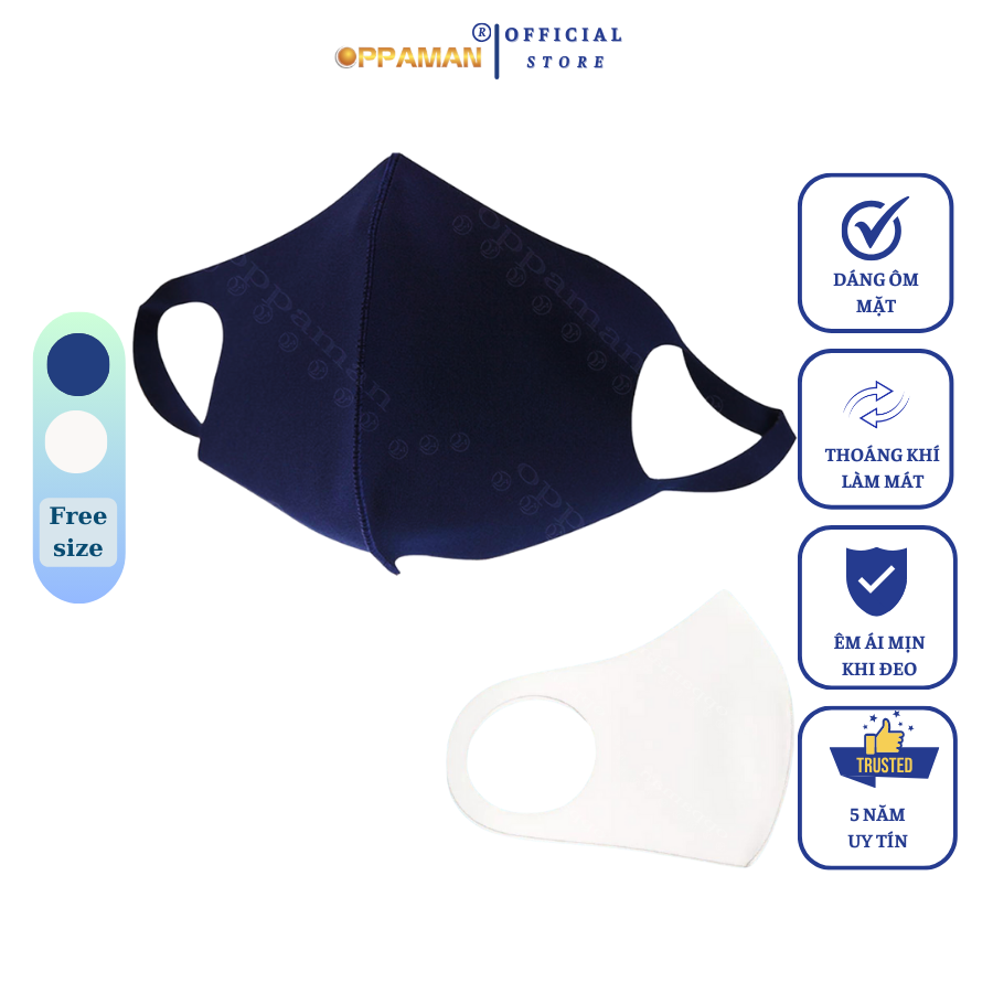Mô tả Combo 5 Khẩu trang vải chống tia uv chống nắng vải poly vải su thoáng khí mịn OKT10 OPPAMAN - 1