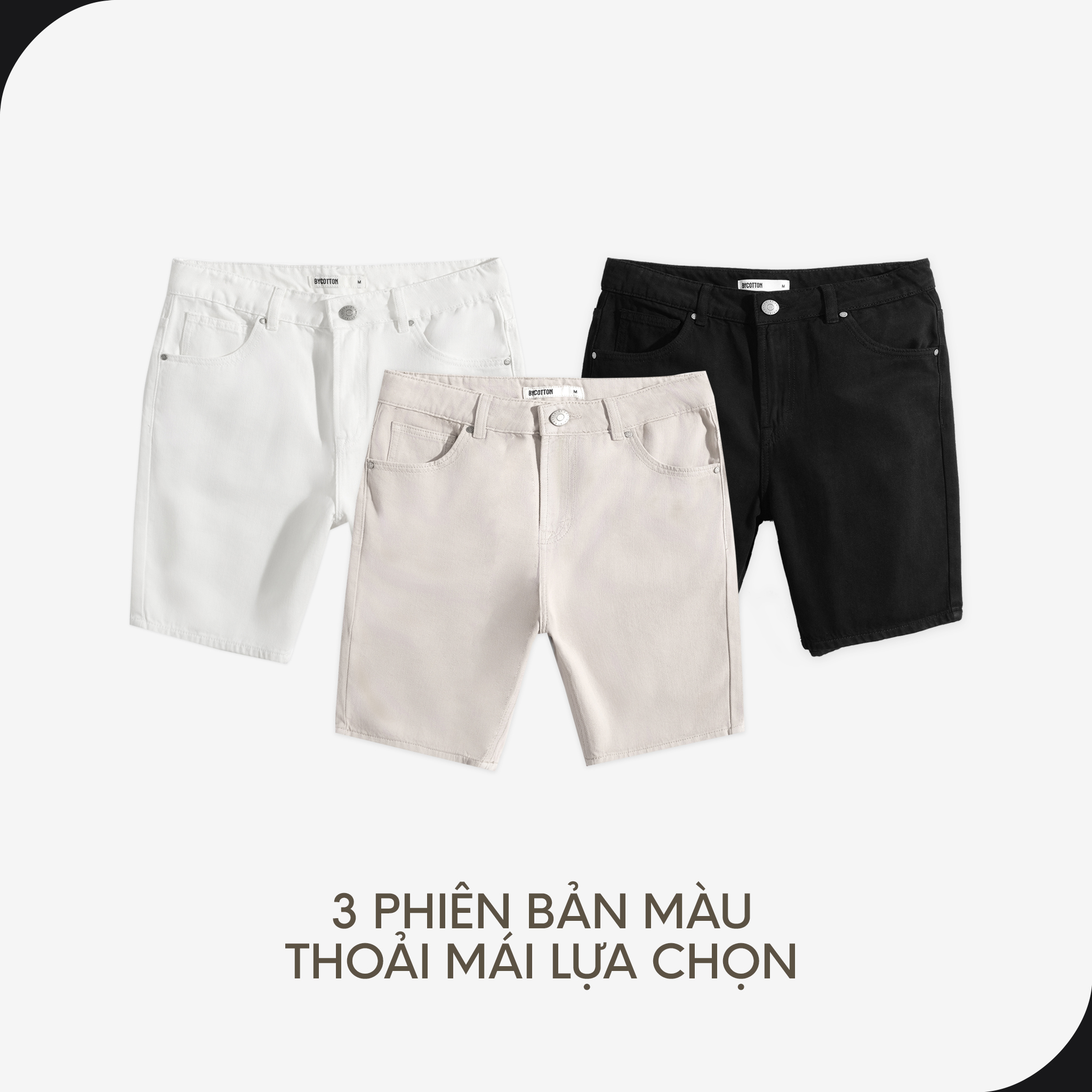 Mô tả Quần Short Jeans Nam By Cotton Cao Cấp 3 Màu Đen - Trắng - Be - 4