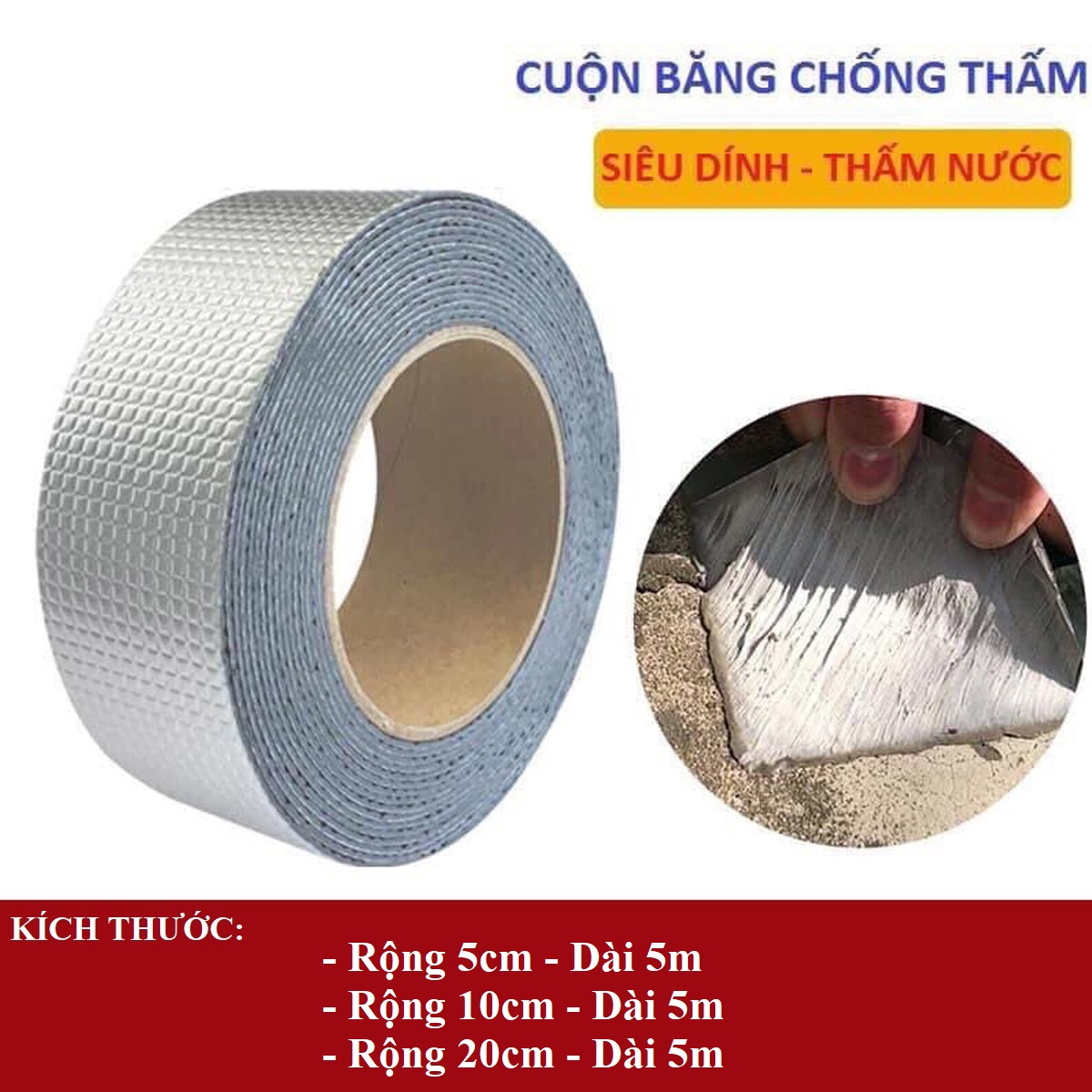 Mô tả Băng Keo Siêu Dính Đa Năng, Băng Dính Chống Thấm, Chống Dột Dán Được Trên Mọi Bề Mặt Chọn Size Hãng Amalife - 2