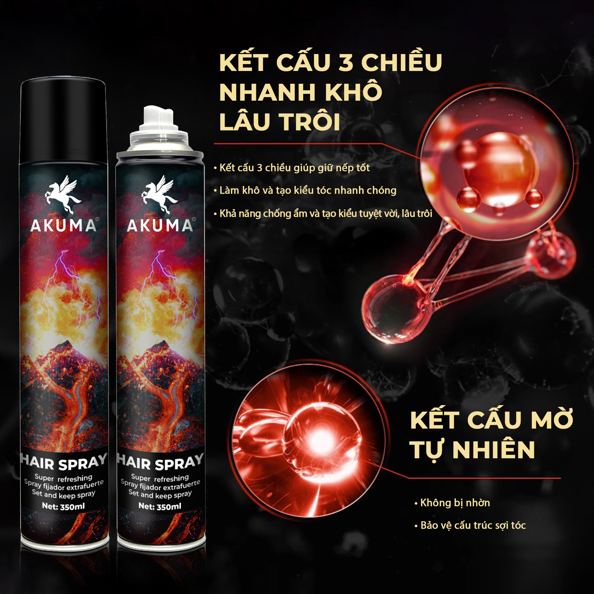 Mô tả Sáp Vuốt Tóc, Gôm Xịt Tóc, Xịt Tạo Phồng Tóc AKUMA Hàng Chính Hãng (Tặng 2 Lược Vuốt Sáp Khi Mua Combo 2 Món) - 5