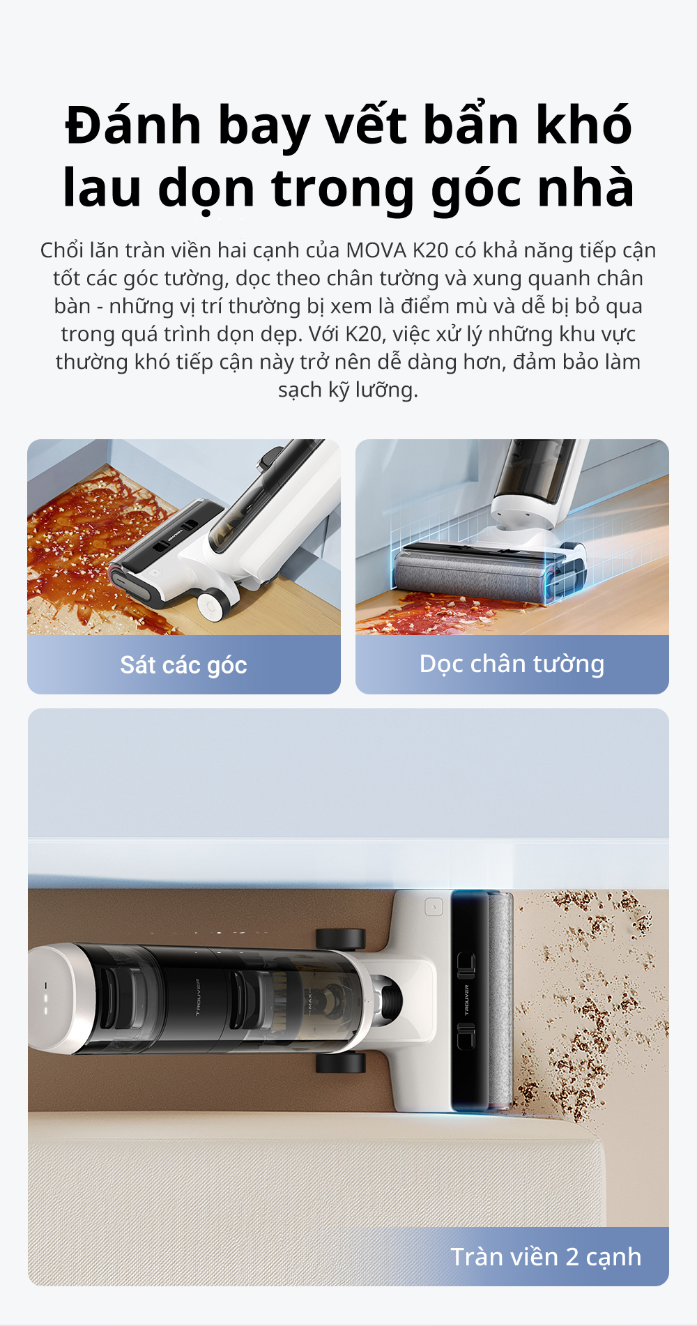 Mô tả Máy hút bụi lau nhà khô và ướt đa năng Mova K20/K20 Pro | Không dây | Lực hút 7000Pa- Hàng chính hãng - Bảo hành 12 thán - 3
