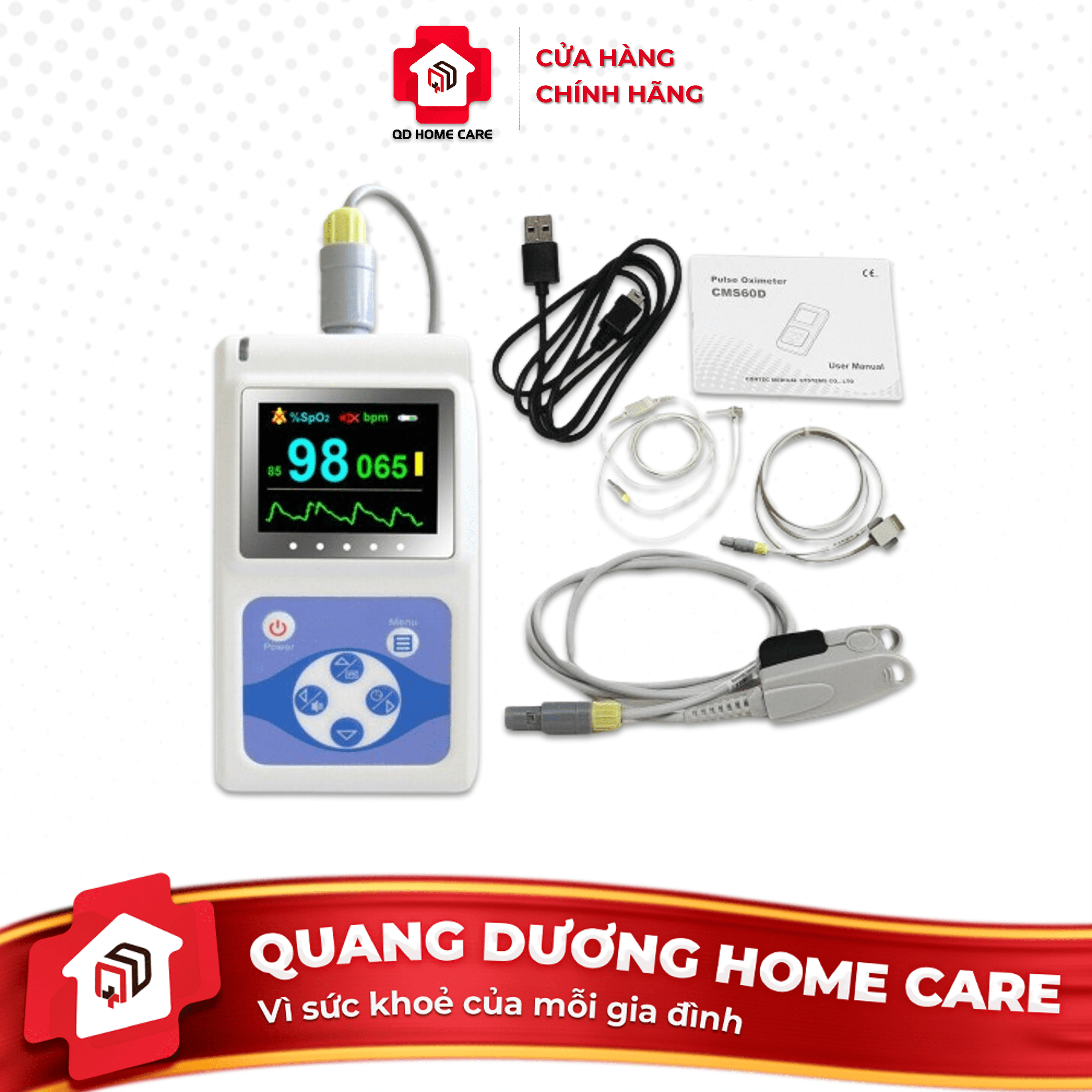 Máy đo nồng độ oxy QD home Care máy đo Spo2 theo dõi nồng độ oxy và ...