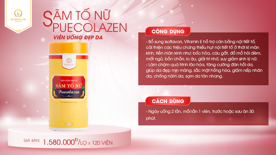 Mô tả Viên uống đẹp da Sâm Tố Nữ Puecolazen Kohinoor 120 viên - 1