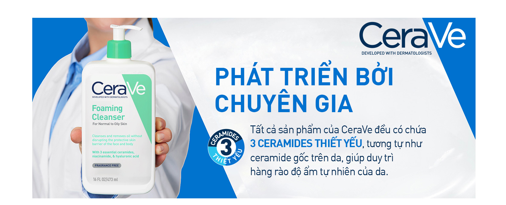 Mô tả Sữa Rửa Mặt Tạo Bọt Cerave Foaming Cleanser Sạch Sâu Cho Da Thường Đến Da Dầu 473Ml - 1