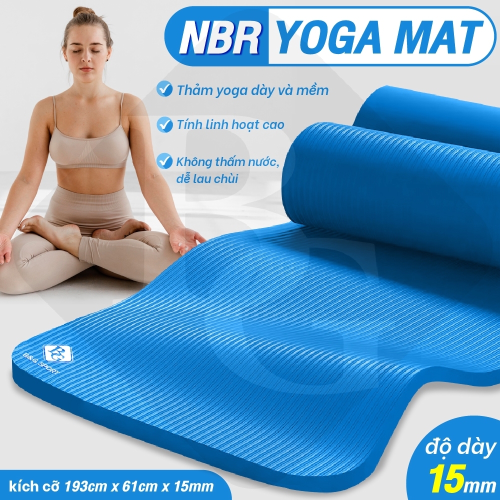 Mô tả BG - Thảm Tập Yoga Chống Trượt  cao su nguyên khối NBR 15MM Cao Cấp chống trơn trượt loại xịn - 6