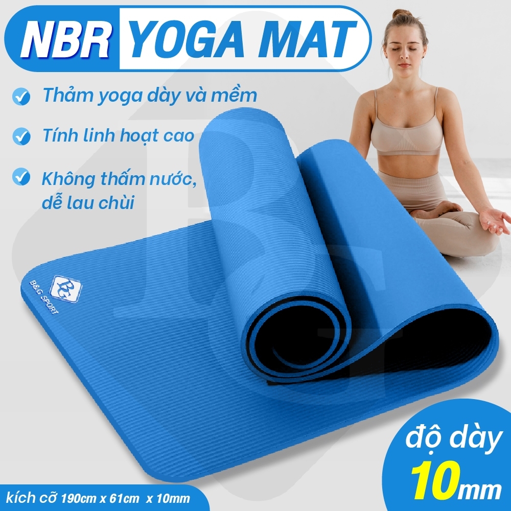 Mô tả BG - Thảm Tập Yoga Chống Trượt  cao su nguyên khối NBR 10MM Cao Cấp chống trơn trượt loại xịn - 12