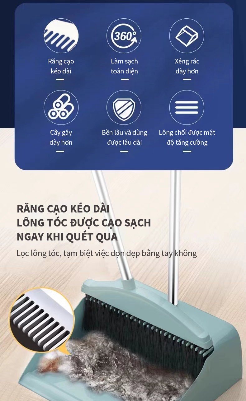 ICON Bộ Chổi Quét Nhà Kèm Hốt Rác Cán Dài | Shopee Việt Nam