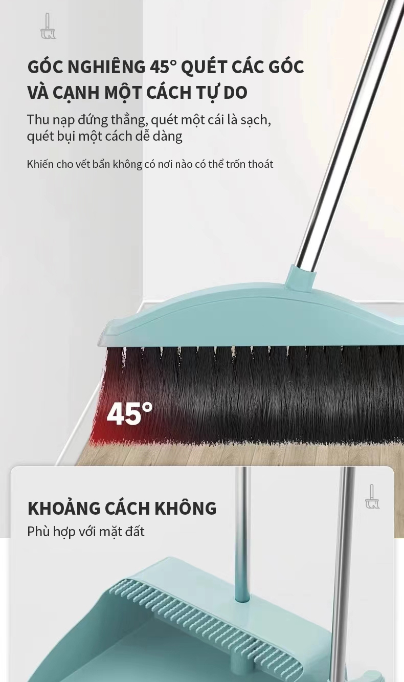 ICON Bộ Chổi Quét Nhà Kèm Hốt Rác Cán Dài | Shopee Việt Nam