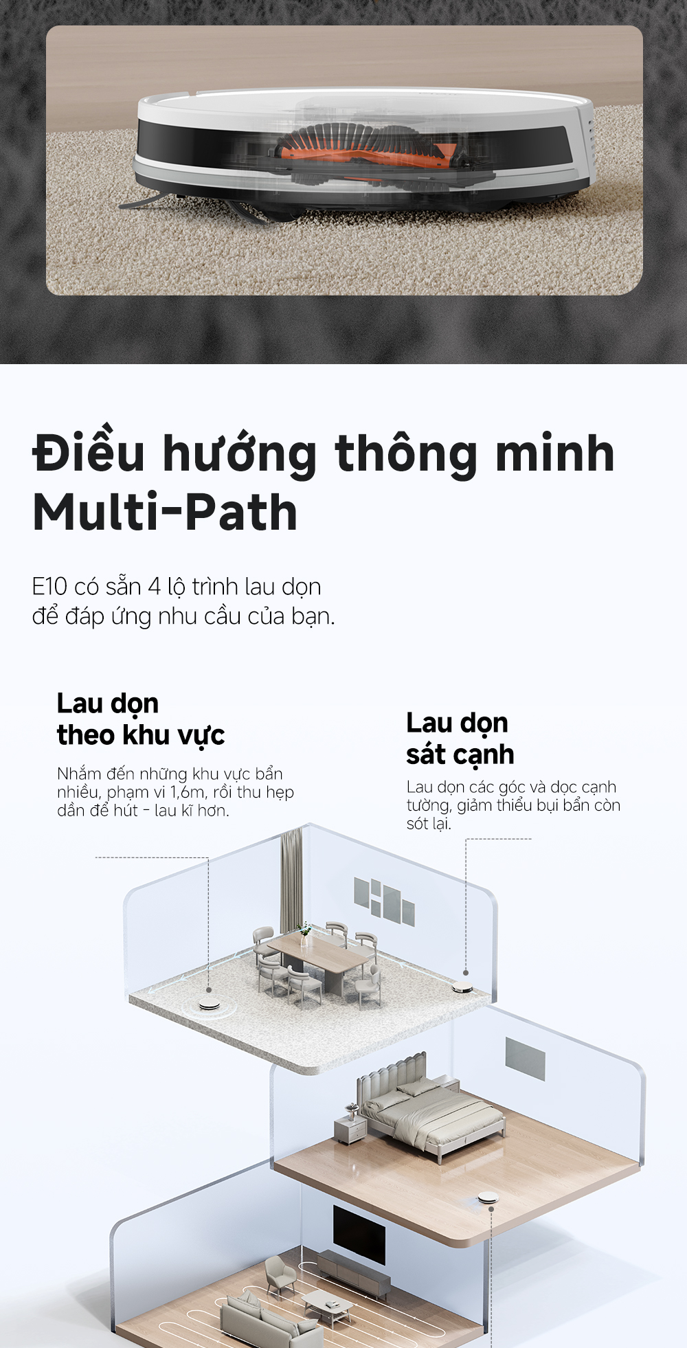 Mô tả Robot hút bụi lau nhà tự làm sạch đa năng Mova E10 | Lực hút 4500Pa - Hàng chính hãng - Bảo hành 12 tháng - 4