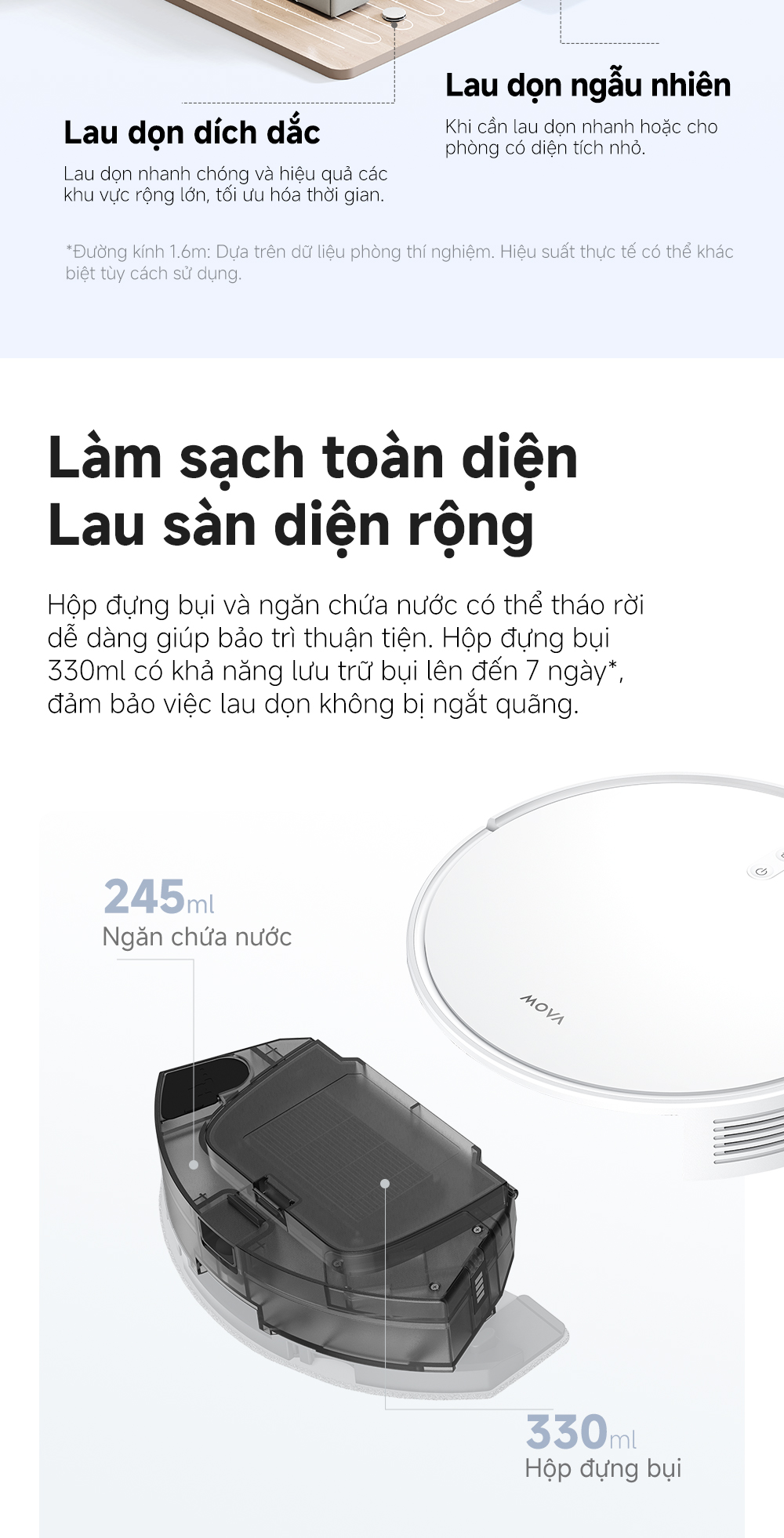 Mô tả Robot hút bụi lau nhà tự làm sạch đa năng Mova E10 | Lực hút 4500Pa - Hàng chính hãng - Bảo hành 12 tháng - 5