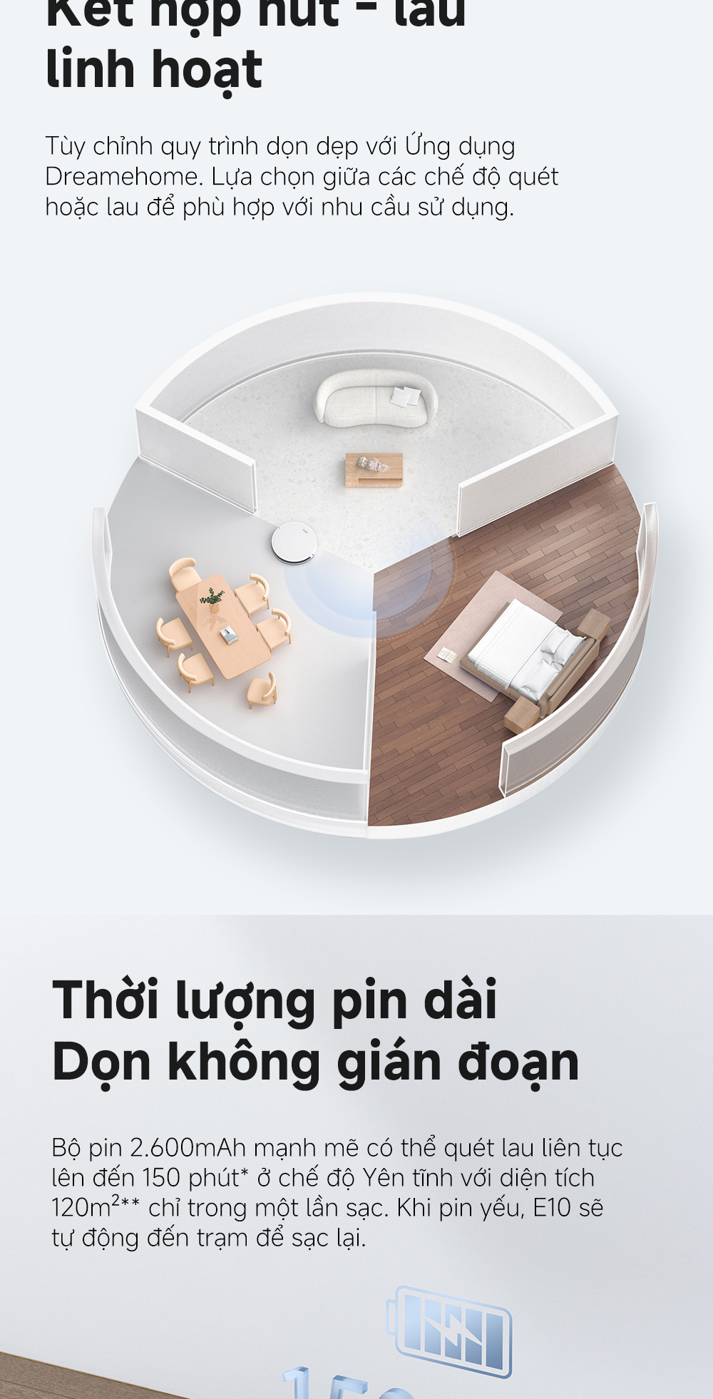 Mô tả Robot hút bụi lau nhà tự làm sạch đa năng Mova E10 | Lực hút 4500Pa - Hàng chính hãng - Bảo hành 12 tháng - 10