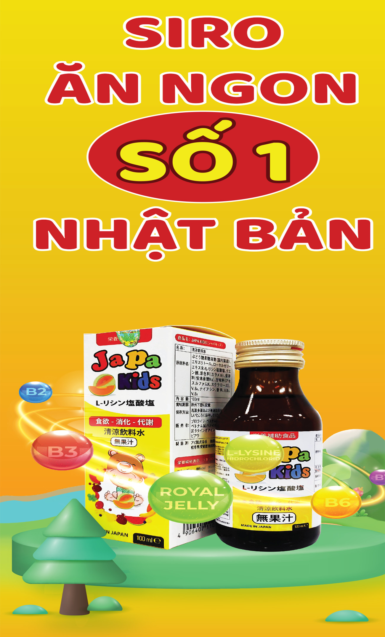 Mô tả Siro ăn ngon Japa kids  giúp trẻ ăn ngon , con tăng cân phát triển toàn diện nhập khẩu Nhật Bản - 1
