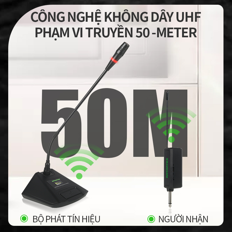RAYHAYES Micro không dây cổ ngỗng , micro để bục,micro phát biểu cao ...