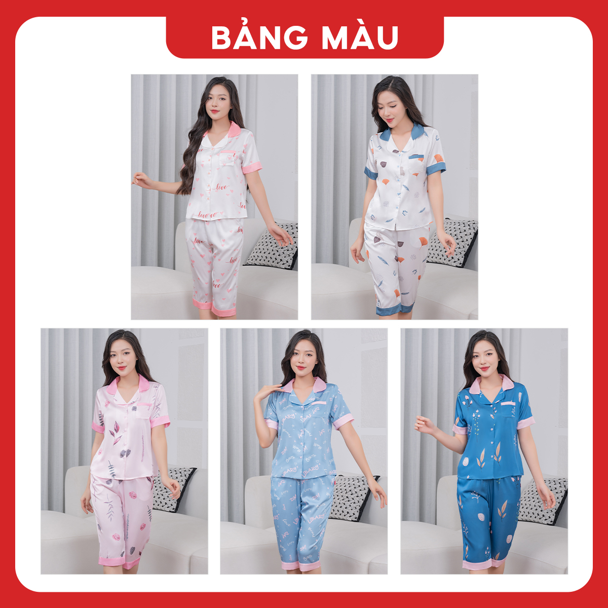 Mô tả Đồ Bộ Nữ SANDBOX Pijama Lửng Chất Lụa Latin Cao Cấp Áo Cộc Tay Quần Lửng Họa Tiết Tinh Tế - BLL24005 - 2
