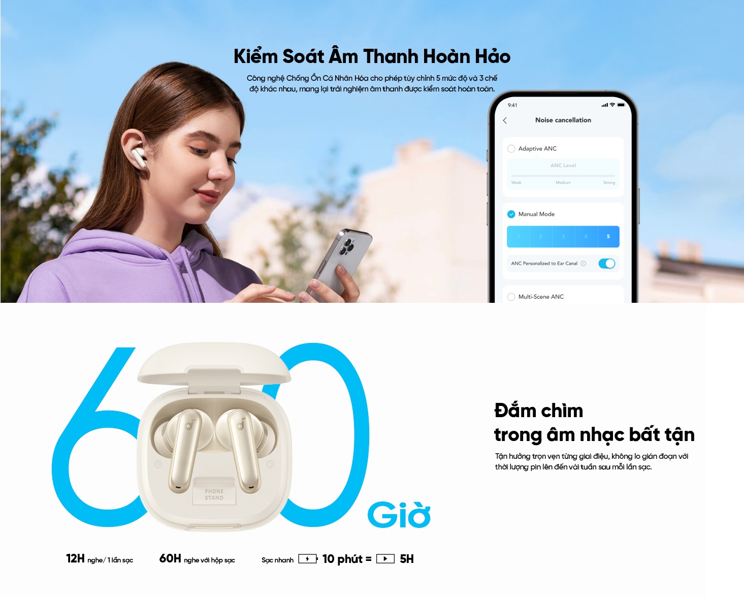 Mô tả Tai nghe không dây soundcore P40i | Chống ồn chủ động ANC | Pin siêu khủng | Đàm thoại vượt trội - 3