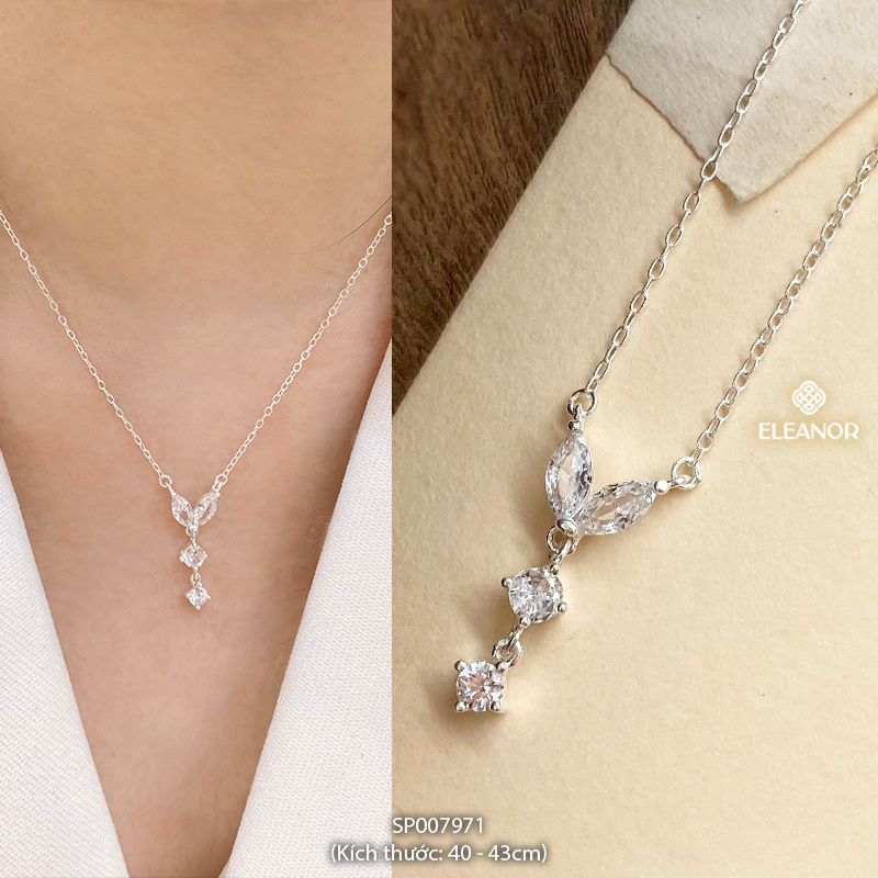 Mô tả Dây chuyền bạc nữ Eleanor Accessories kiểu dáng đính đá bạc 925 phụ kiện trang sức vòng cổ 7969 - 2