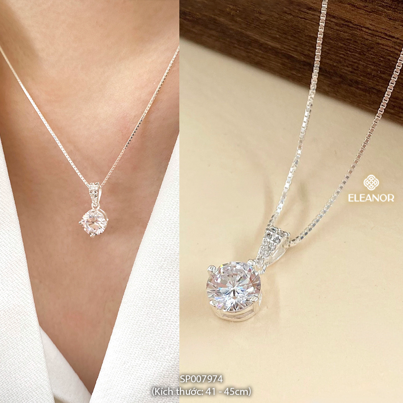 Mô tả Dây chuyền bạc nữ Eleanor Accessories kiểu dáng đính đá bạc 925 phụ kiện trang sức vòng cổ 7969 - 3