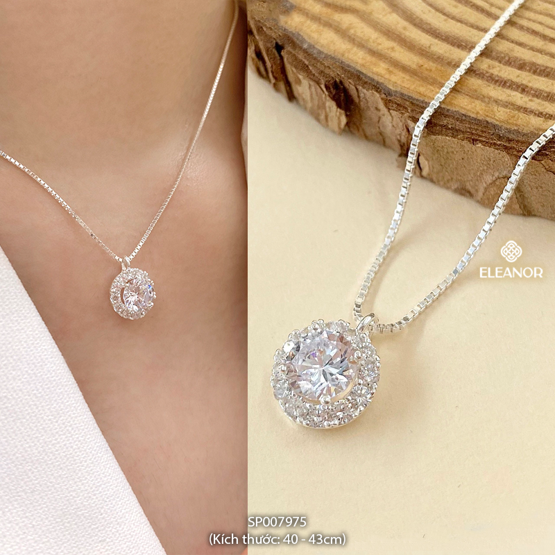 Mô tả Dây chuyền bạc nữ Eleanor Accessories kiểu dáng đính đá bạc 925 phụ kiện trang sức vòng cổ 7969 - 4