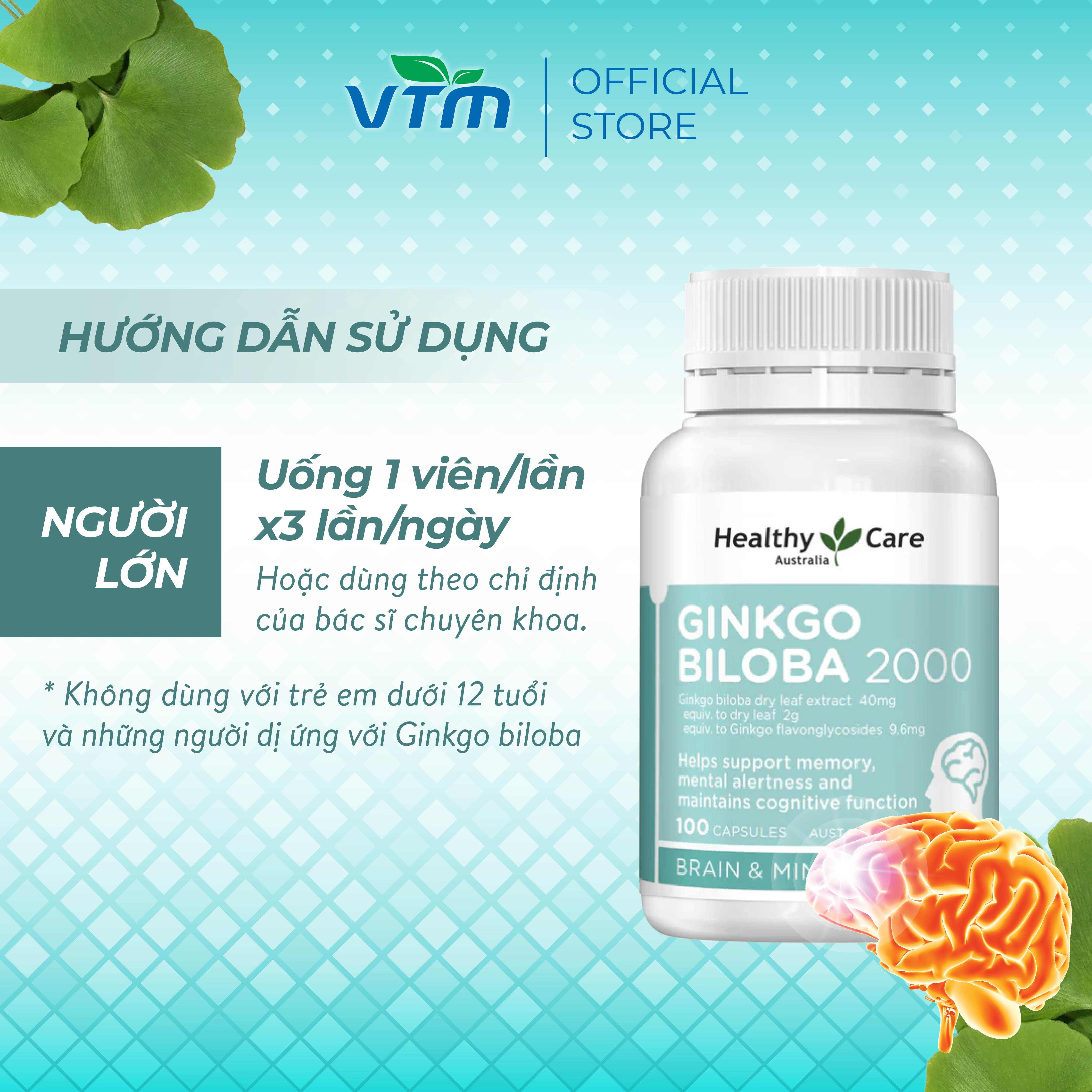 Mô tả Viên uống bổ não Healthy Care Ginkgo Biloba tăng cường trí nhớ, giảm đau đầu, lưu thông máu não - 4