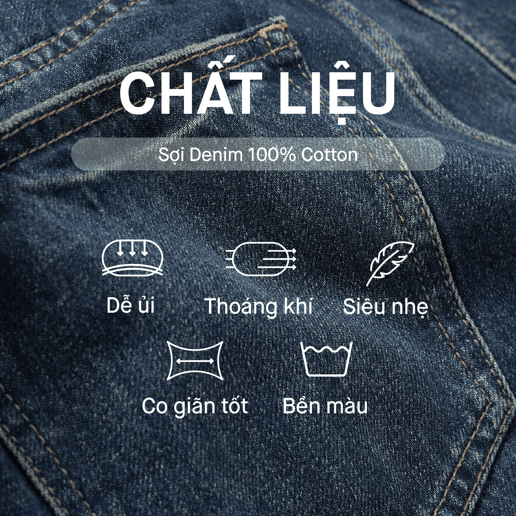 Mô tả Quần jeans nam ICONDENIM, quần bò ống đứng, dáng suông, công nghệ Lightweight siêu nhẹ, chống nhăn tốt ICON105 - 9