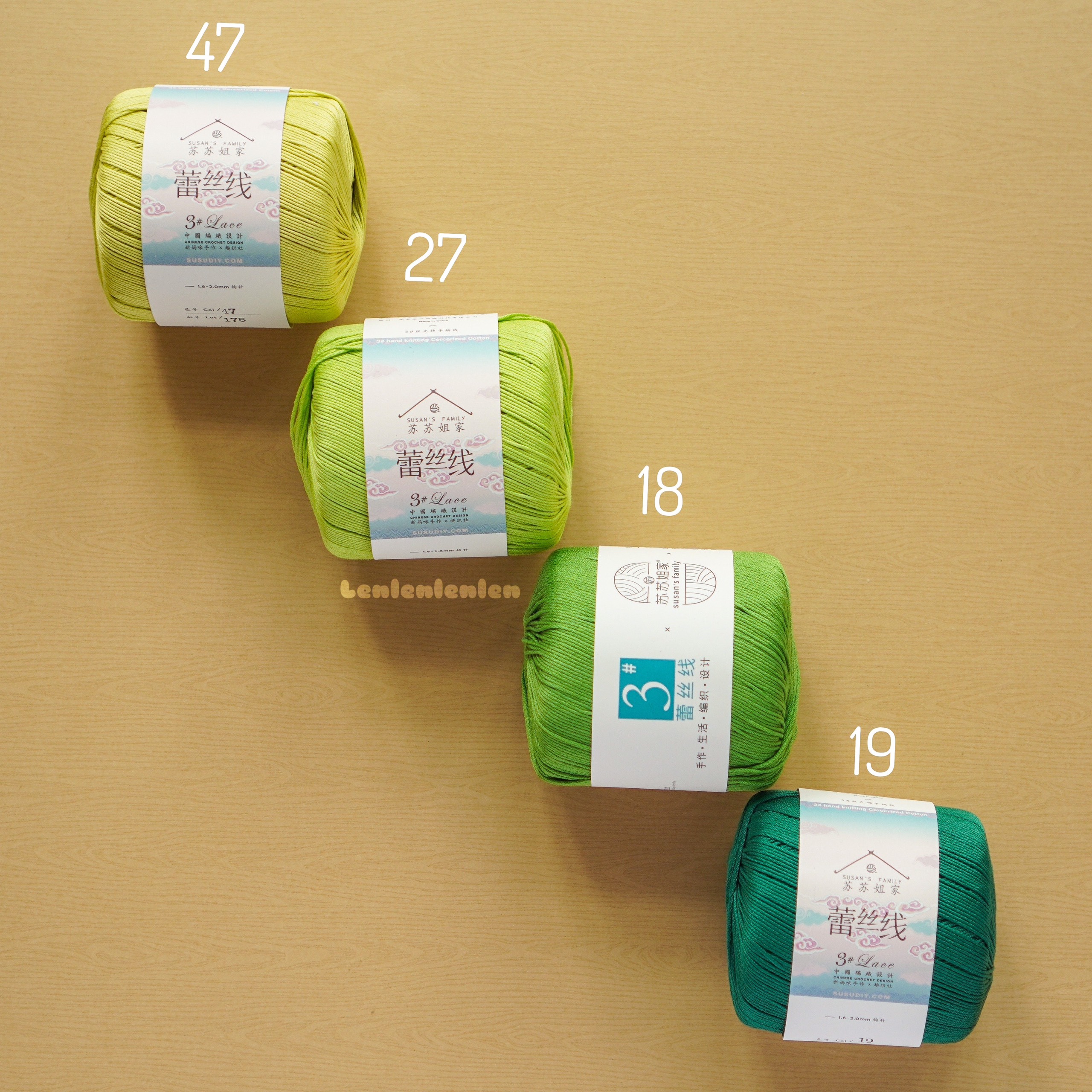 Len Susan 3-100% Cotton, sợi Lace làm đồ hè, móc thú bông mini [Len Lẻn ...