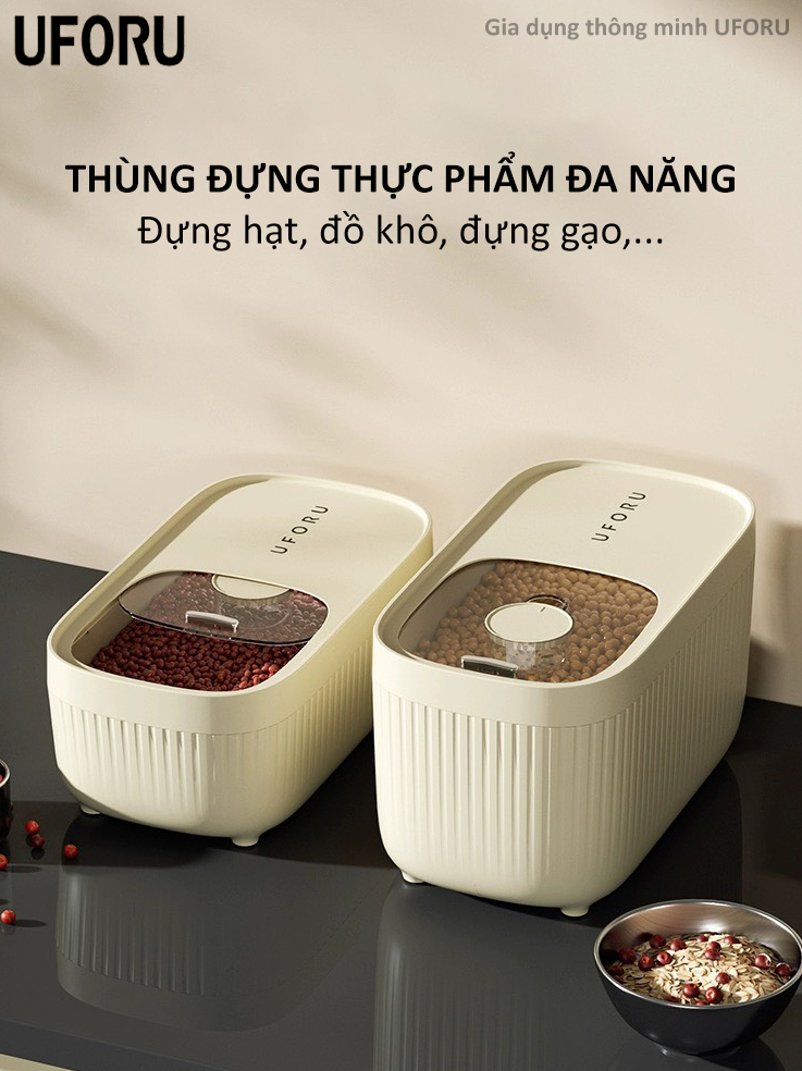Thùng đựng gạo nhà bếp thông minh chống ẩm mốc uforu nhiều kích cỡ 5kg 10kg 15kg - UF309