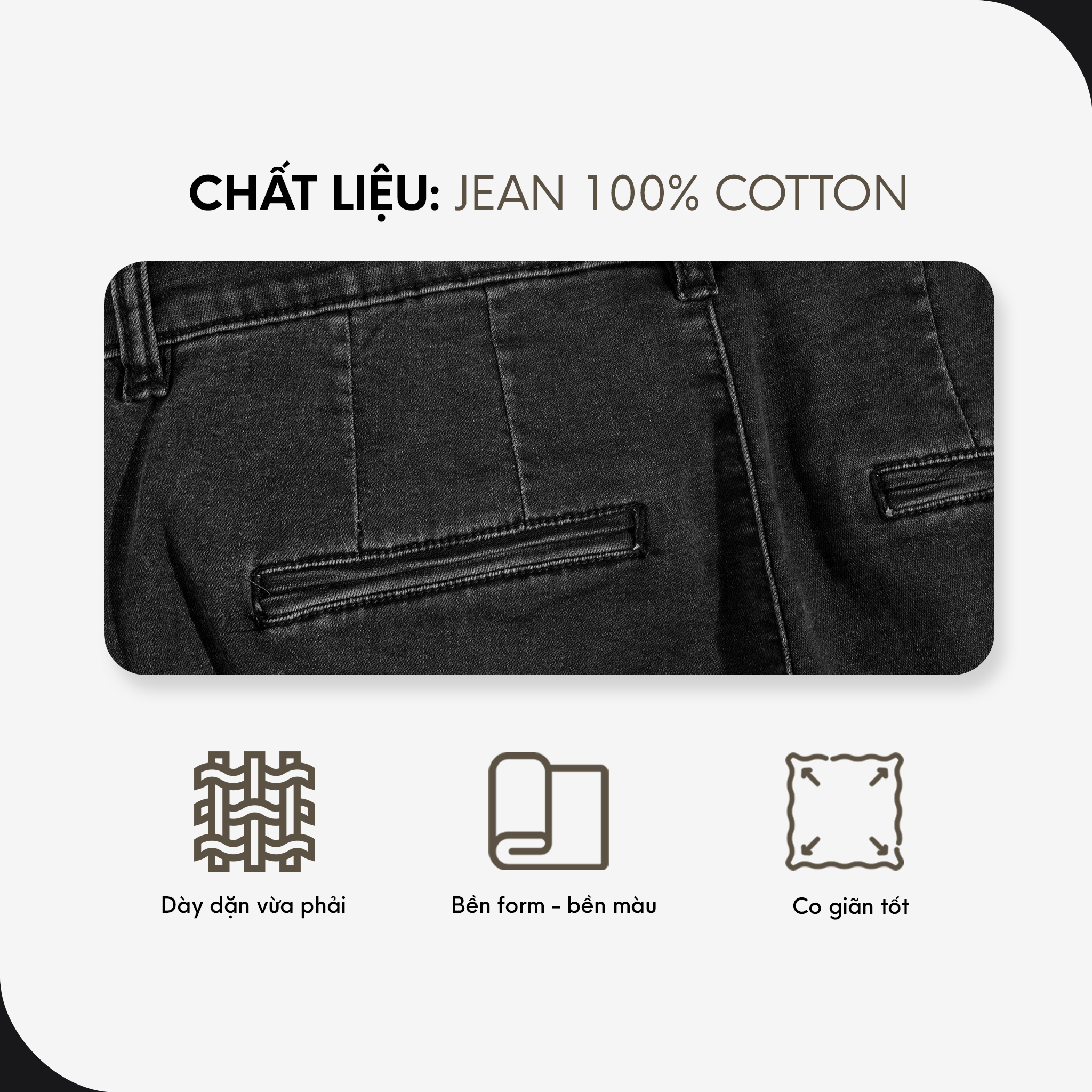 Mô tả Quần Jeans Dài Nam Cao Cấp Form Quần Trousers 01 Thoải Mái 3 Màu  BY COTTON - 2