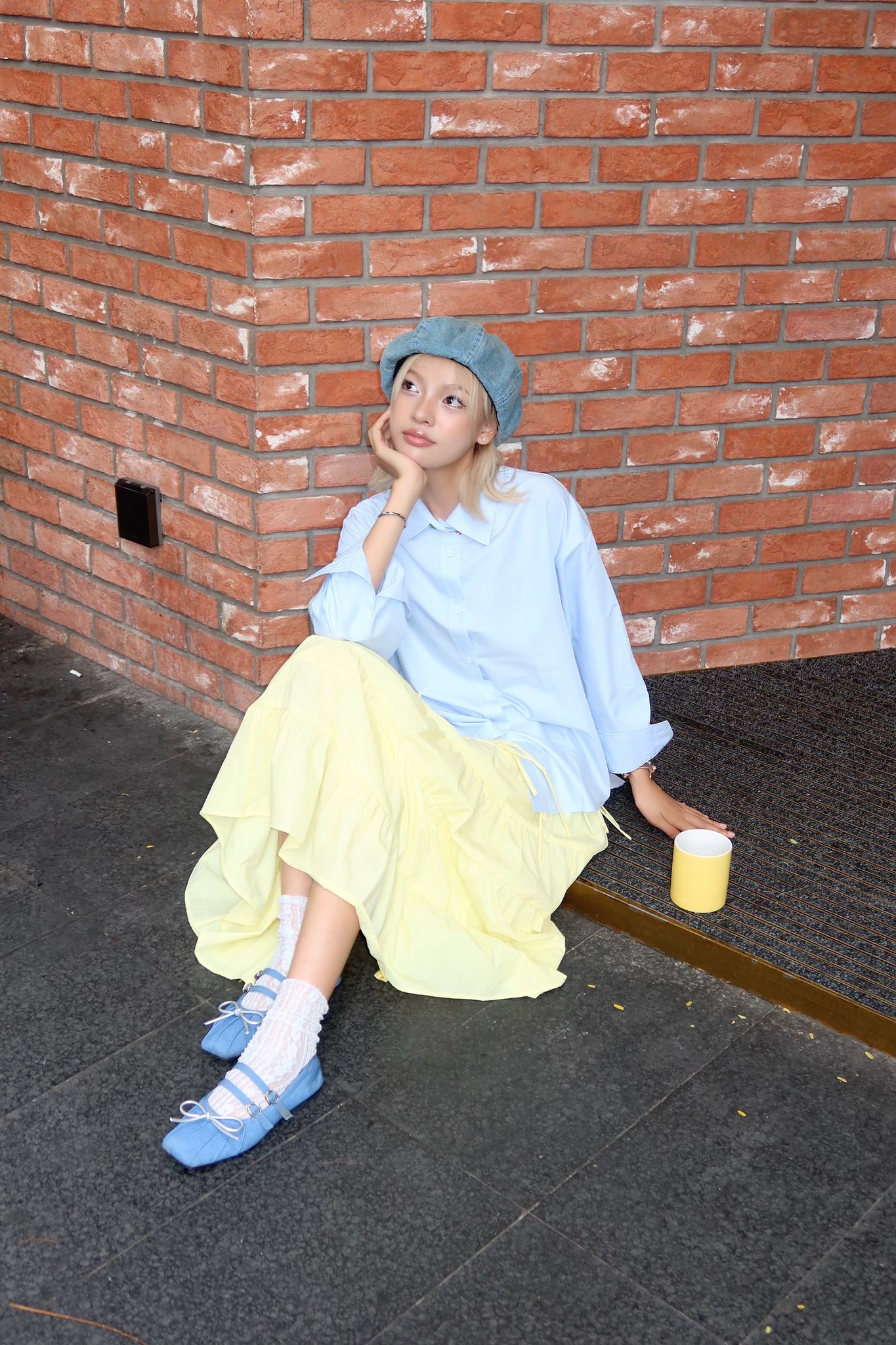 Mô tả Áo sơ mi nữ GILLEE sơ mi trơn dáng oversized, sơ mi form rộng vải kate Mỹ xanh pastel chống nhăn FAS293 - 7