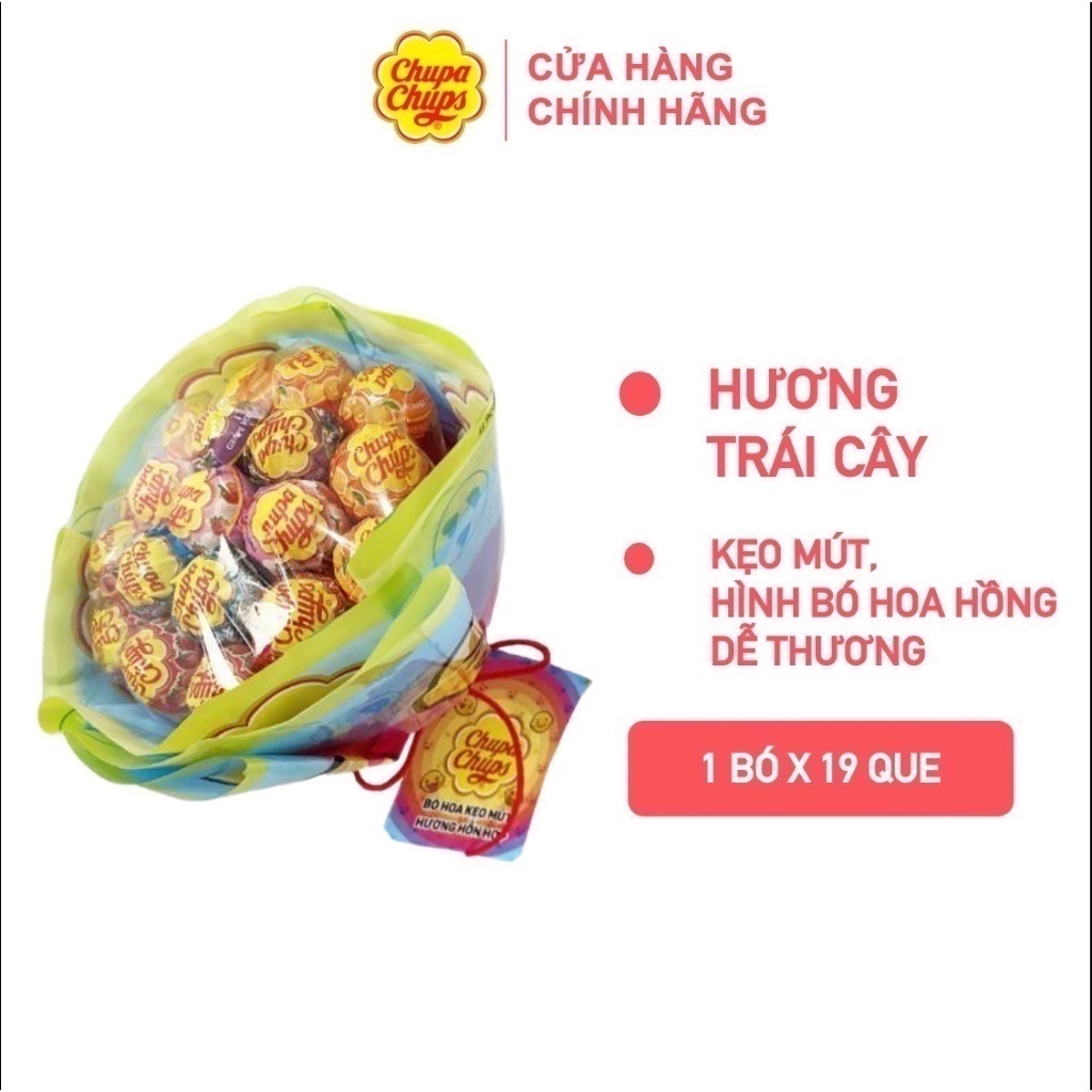 Mô tả Kẹo mút Chupa Chups hình dáng Bó hoa hồng hương trái cây (19 que kẹo) phù hợp tặng người thương nhân dịp đặc biệt - 1