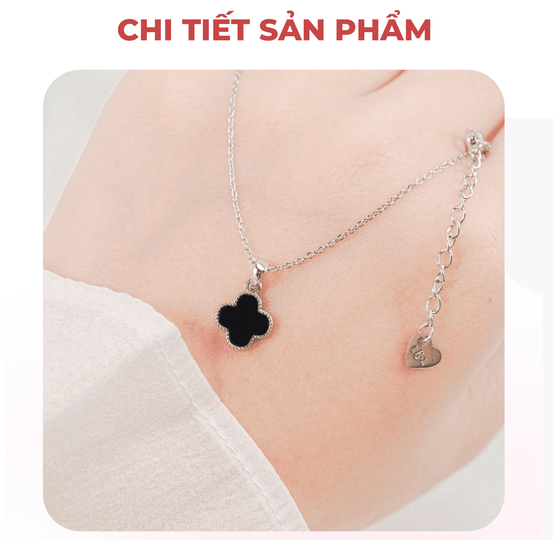 Mô tả Dây chuyền nữ Lamy CDE Black Onyx Flower Silver Necklace CDE6392SV - 3