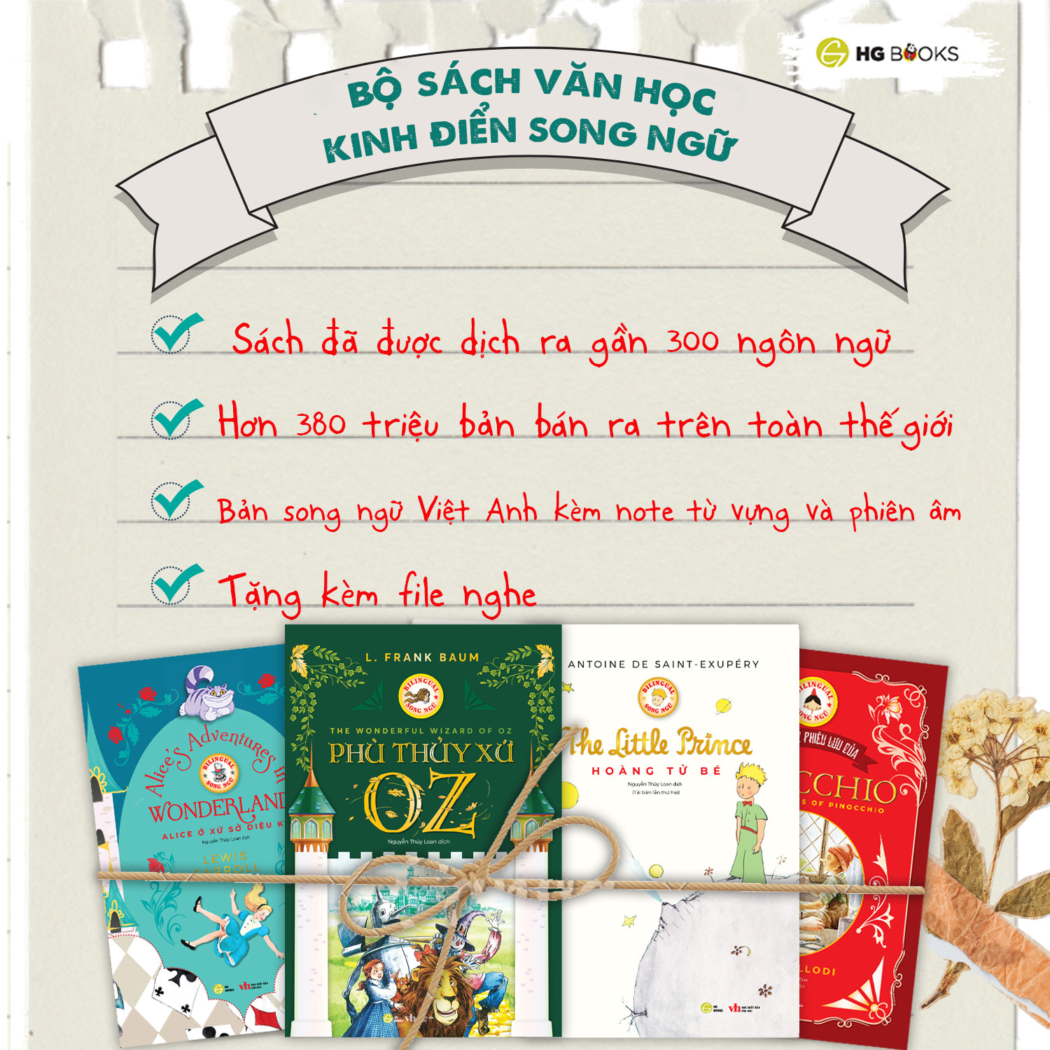 Mô tả Sách thiếu nhi kinh điển Song ngữ Hoàng Tử Bé, Alice, Heidi, Peter Pan tặng file nghe & note từ vựng - 1
