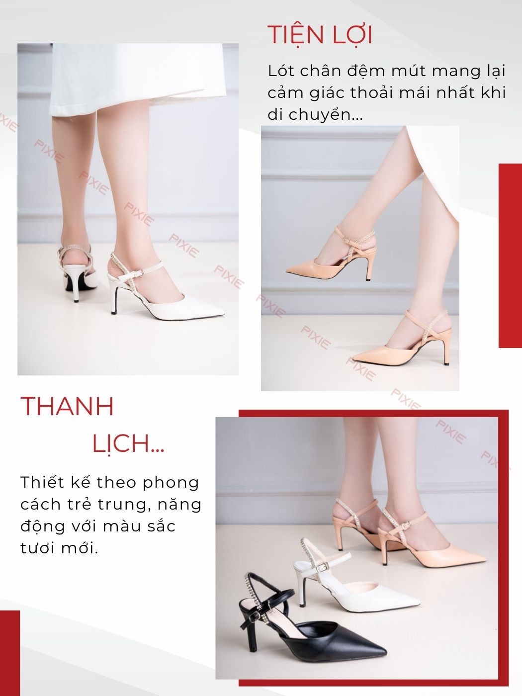 Mô tả Giày Sandal Cao Gót Nữ 8cm Bít Mũi Hậu Đính Đá Pixie H300 - 4