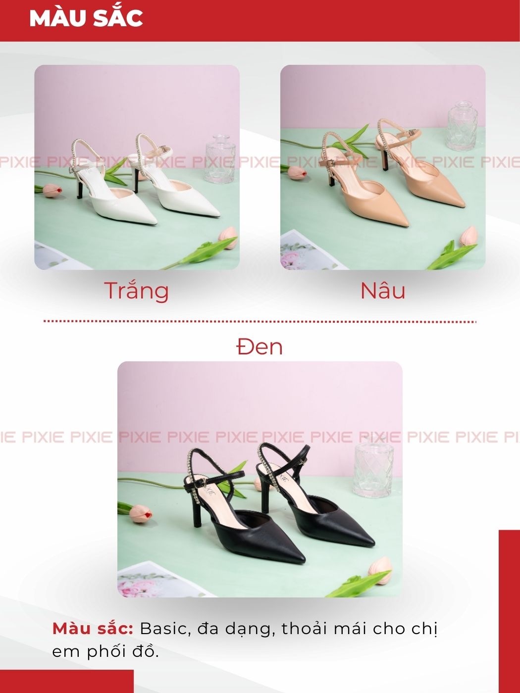 Mô tả Giày Sandal Cao Gót Nữ 8cm Bít Mũi Hậu Đính Đá Pixie H300 - 5