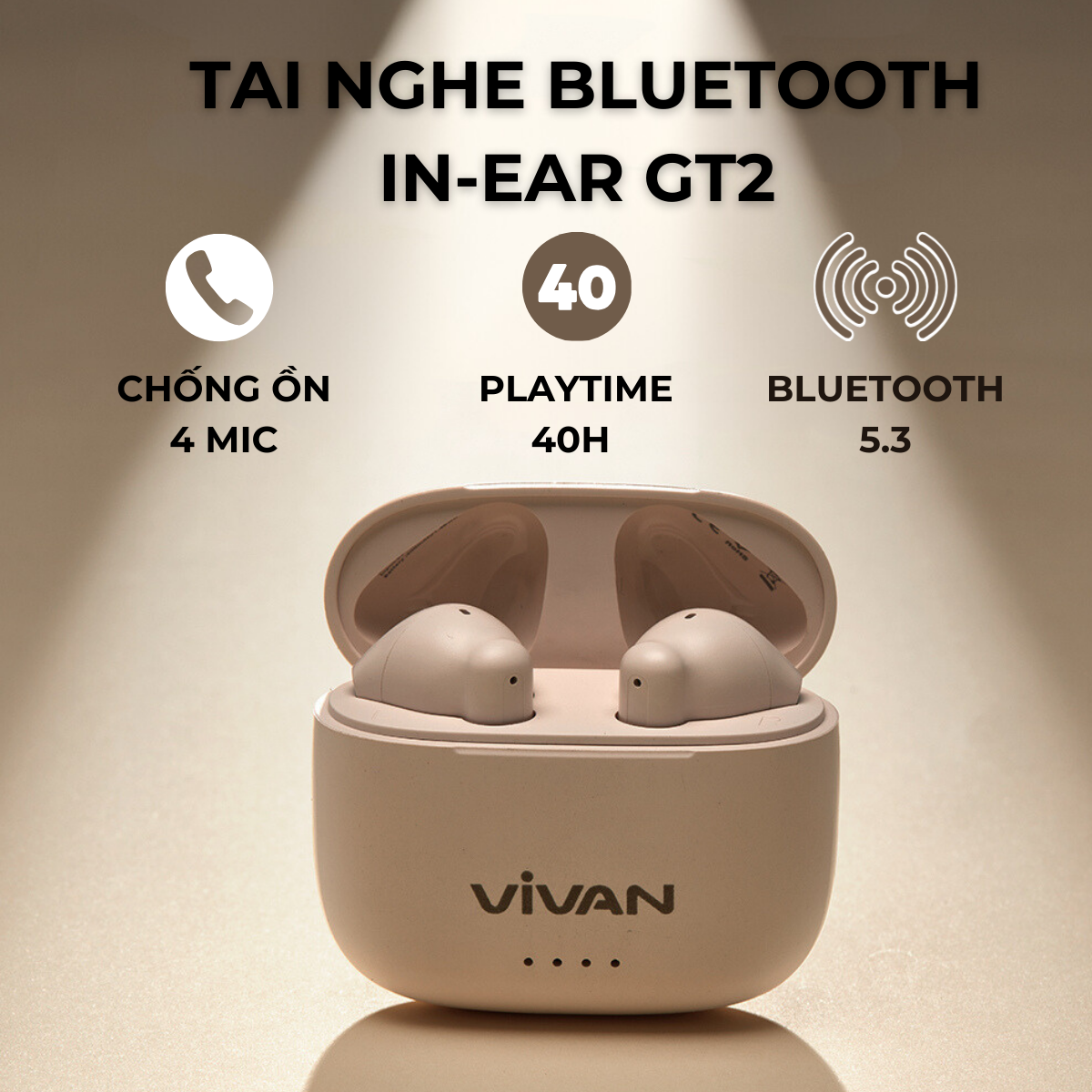 Mô tả Tai Nghe Không Dây Bluetooth 5.3 VIVAN Infinity GT2 Chống Nước IPX4 Playtime Đến 40H - 1