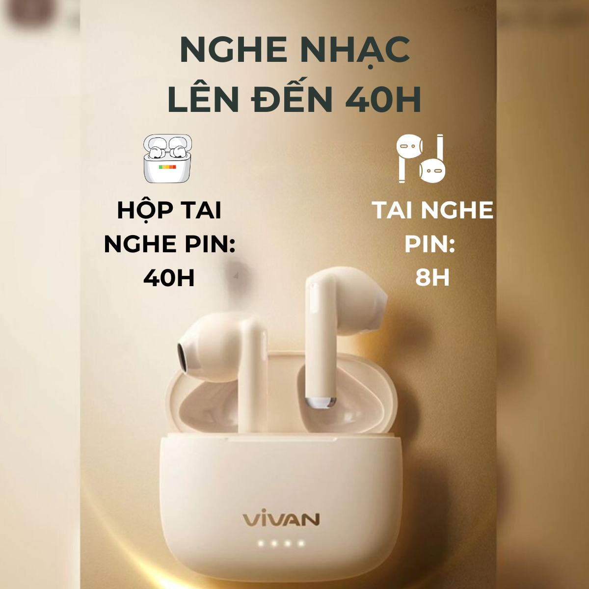 Mô tả Tai Nghe Không Dây Bluetooth 5.3 VIVAN Infinity GT2 Chống Nước IPX4 Playtime Đến 40H - 5