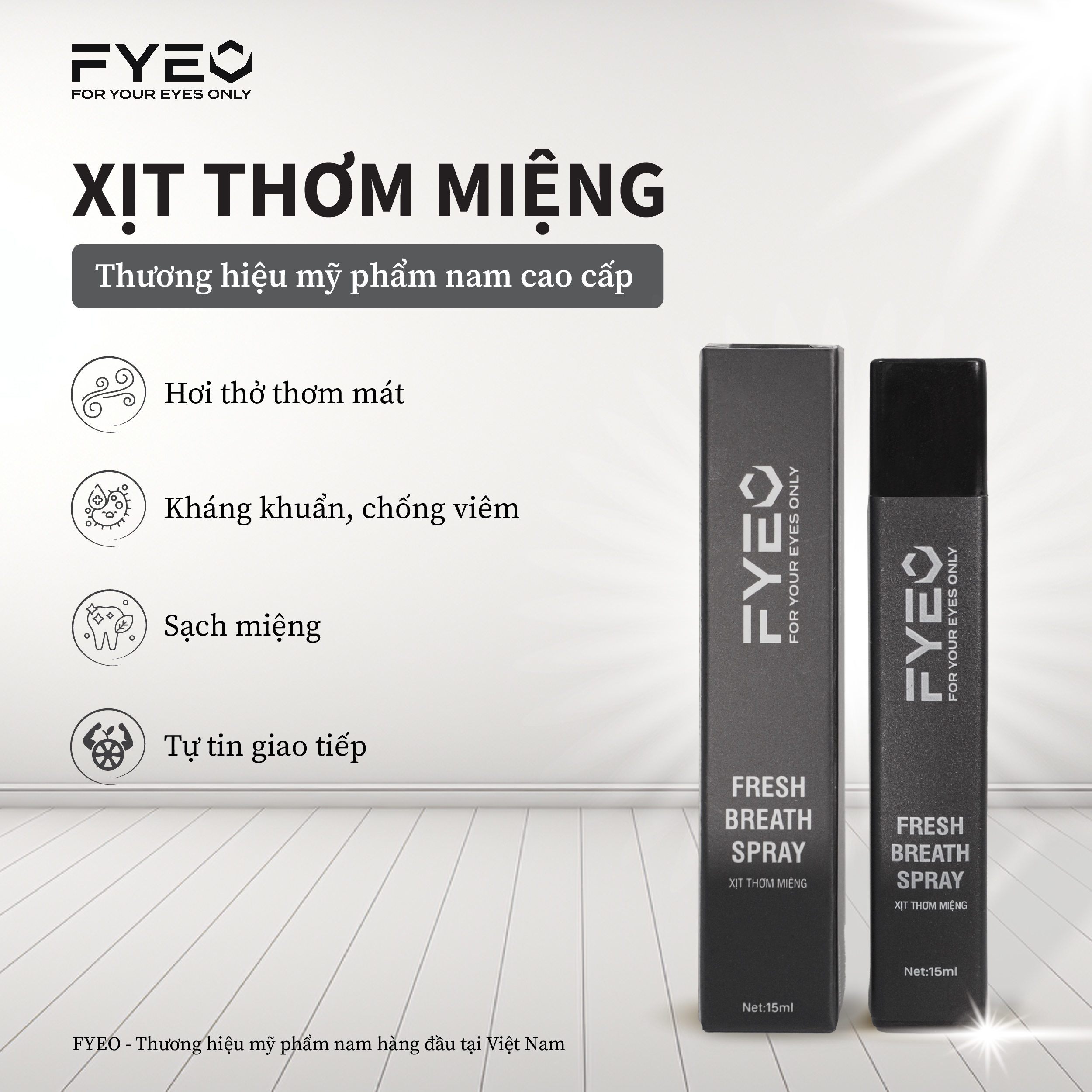 Xịt Thơm Miệng FYEO 15ml Hương Bạc Hà Thơm Lâu The Mát