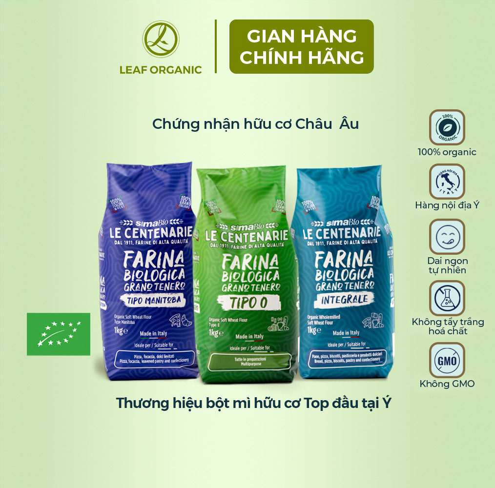 Mô tả Bột mì hữu cơ Sima Bio 1kg các loại nguyên cám, đa dụng, Manitoba - 1