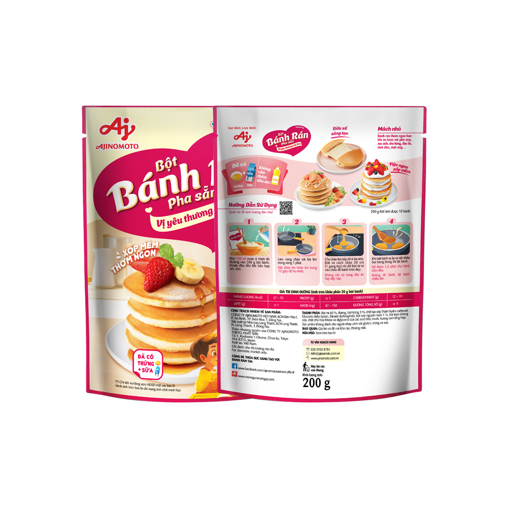 Mô tả Combo 4 Gói Bột Bánh Rán Pha Sẵn Vị Truyền Thống Ajinomoto 200g/Gói - 1