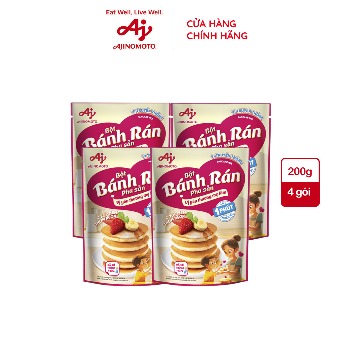 Mô tả Combo 4 Gói Bột Bánh Rán Pha Sẵn Vị Truyền Thống Ajinomoto 200g/Gói - 2