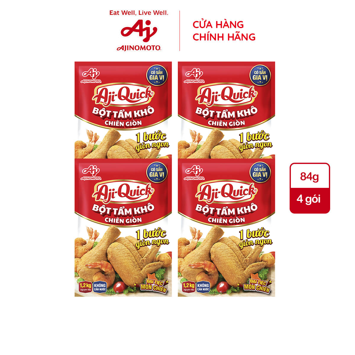 Mô tả Combo 4 Gói Aji-Quick® Bột Tẩm Khô Chiên Giòn 84g/Gói - 1