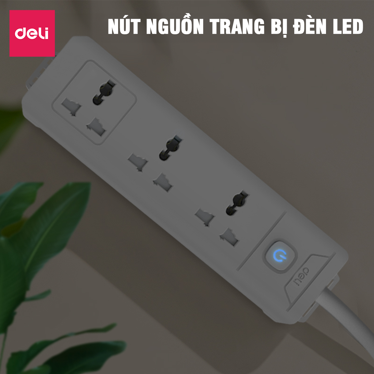 Mô tả Ô Cắm Điện DELI Công Suất Lớn 3250W Ổ Điện Đa Năng Chịu Tải Cao Sạc USB Tiết Diện Dây Đồng Lớn - 5