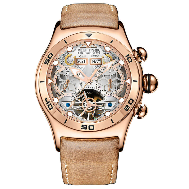 Mô tả Đồng hồ nam Reef Tiger Air Bubbles RGA703-5,  kính sapphire,chống xước,chống nước 100m,Bh 24 tháng,máy cơ (automatic) - 1