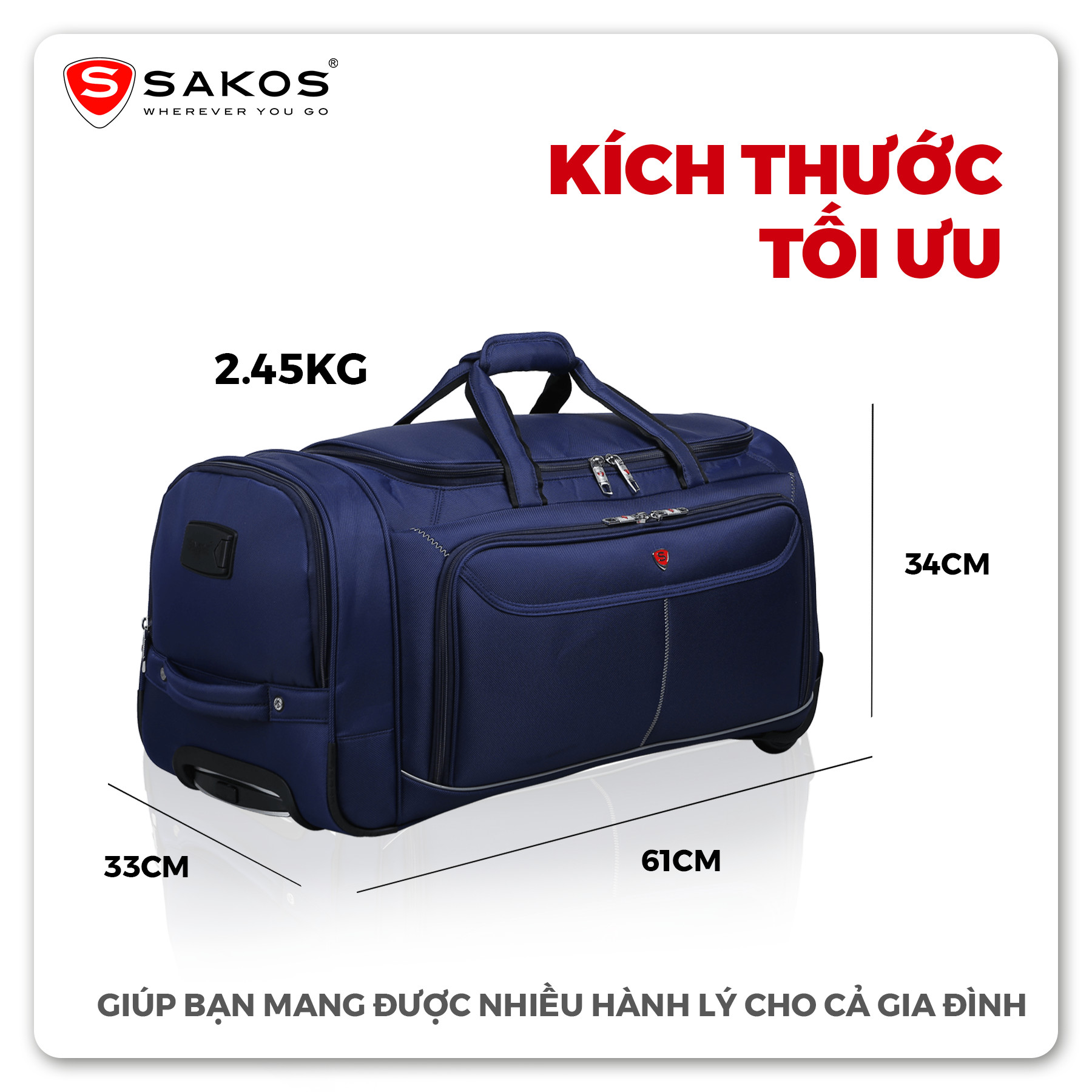 Mô tả Túi Cần Kéo Du Lịch Thời Trang Cao Cấp SAKOS GIGANT - 5