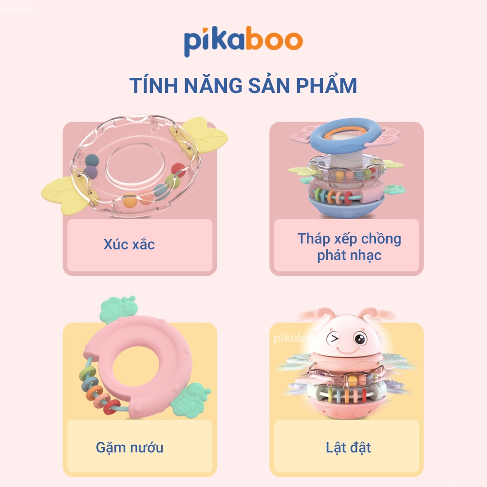 Mô tả Đồ chơi lật đật Pikaboo, các kiểu hình xinh xắn, tích hợp 3 in 1, âm thanh vui nhộn, có gặm nướu - 3