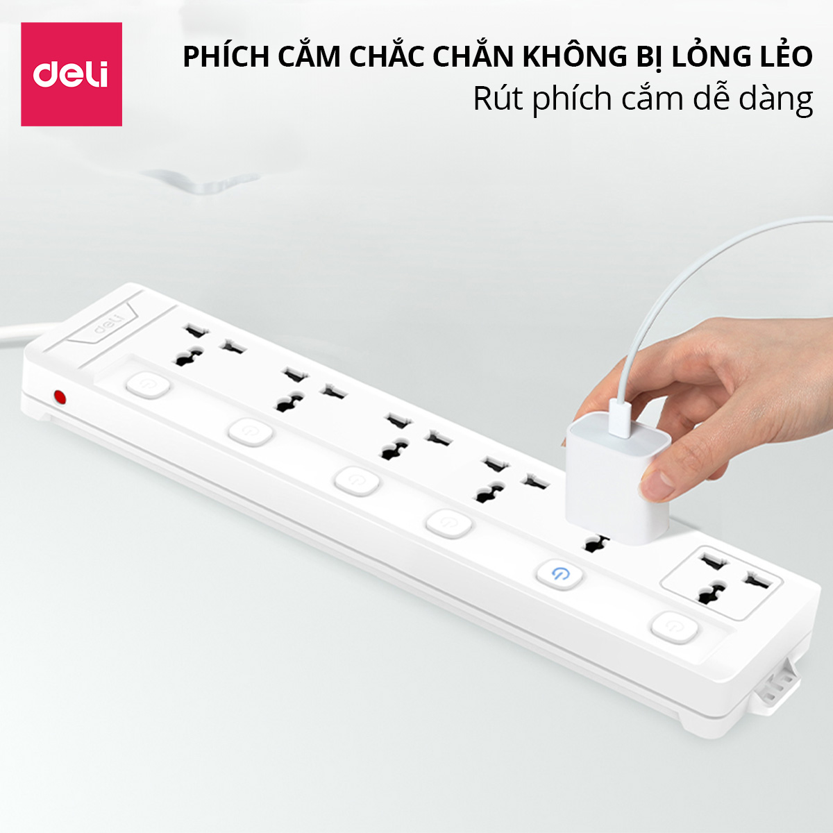 Ổ Cắm Điện DELI Nhiều Lỗ Cắm