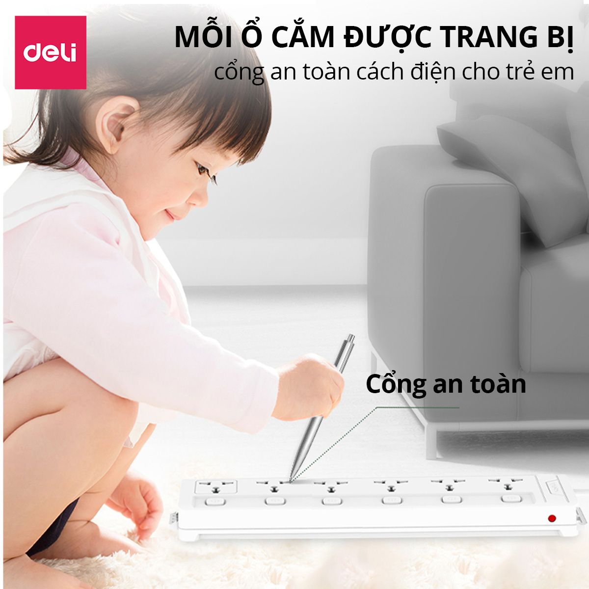 Chân cắm ổ cắm điện Deli