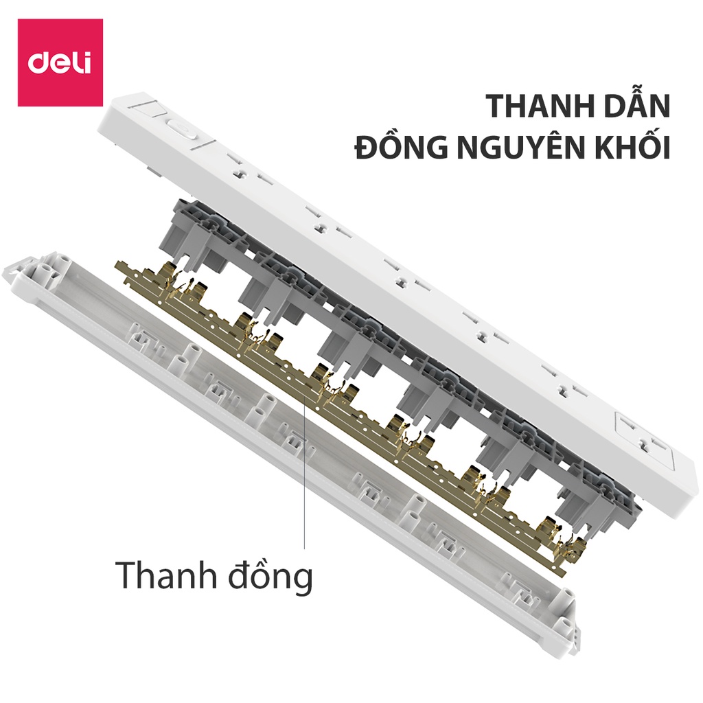 Dây dài ổ cắm điện Deli 2m 3m 5m