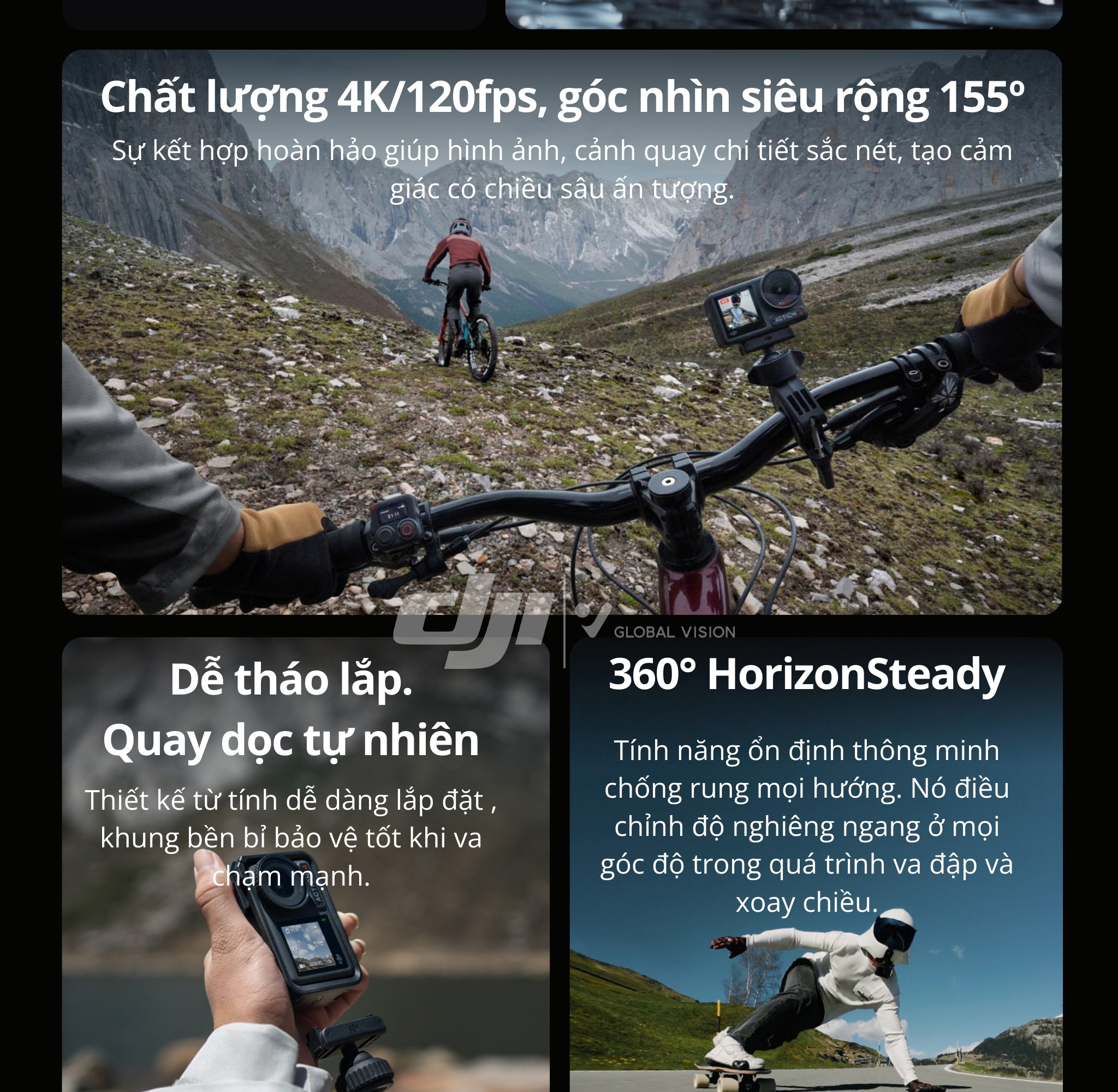 Mô tả Camera hành động DJI Osmo Action 4 máy quay hành trình 4K 120fps, góc siêu rộng, hoạt động tốt nhiệt độ thấp (DJI OA 4) - 3