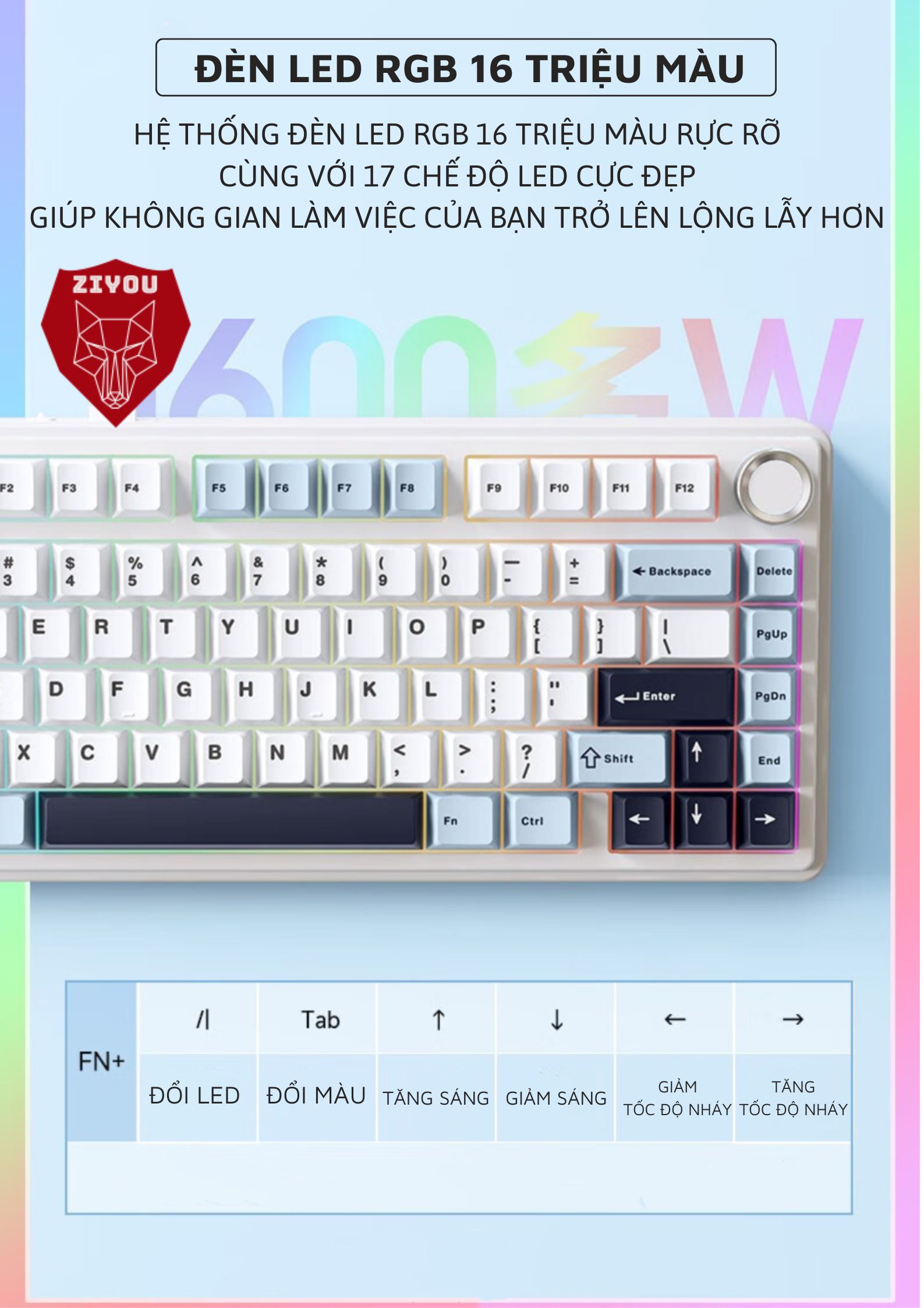 Mô tả Bàn Phím CƠ Bluetooth Ziyou AULA F75 Phiên Bản Mới PRO VIP V2 Led RGB Cho Máy Tính Laptop - 11