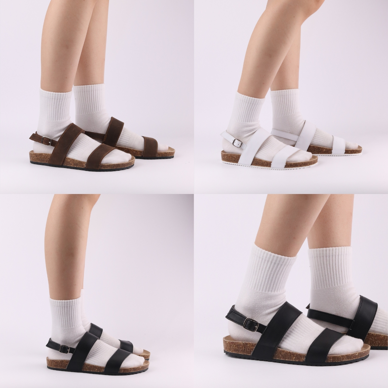 Mô tả Dép sandal đế trấu birken nam nữ unisex quai ngang da bò size 36-45 chính hãng Hishoo M050 - 4